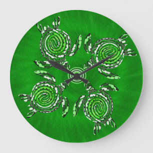 Relógio Grande Arte de Tartaruga Verde  