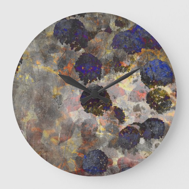 Relógio Grande Arte digital de fundo do padrão floral/floral (Frente)