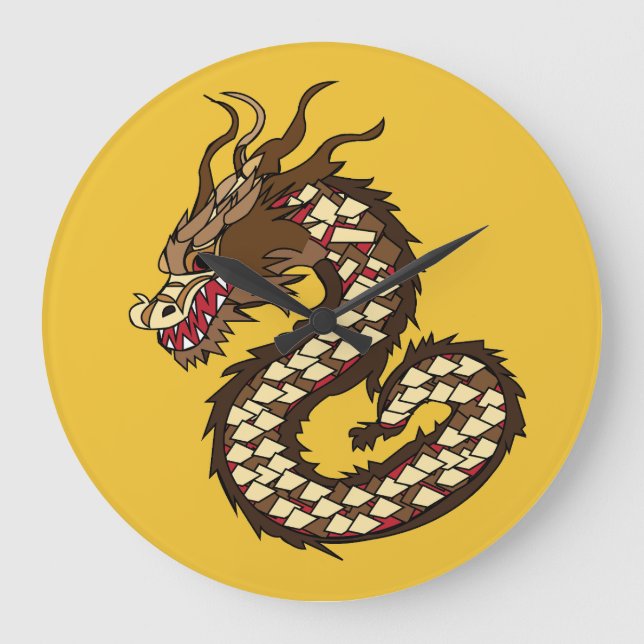 Relógio Grande Arte do Dragão Chinês (Frente)