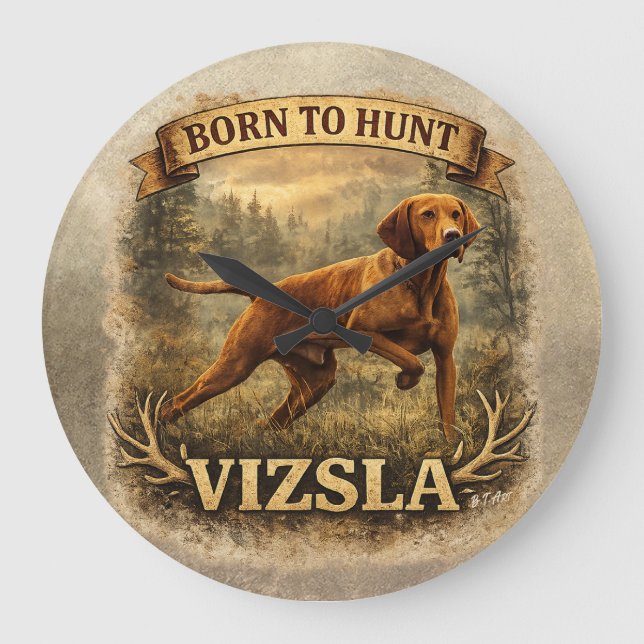 Relógio Grande Arte do Vizsla Húngaro    (Frente)