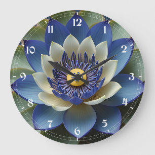 Relógio Grande Arte Espiritual da Flor Azul Lotus