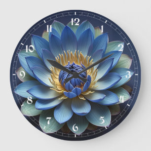 Relógio Grande Arte Espiritual da Flor Azul Lotus