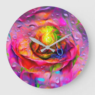 Relógio Grande Arte Floral Surreal