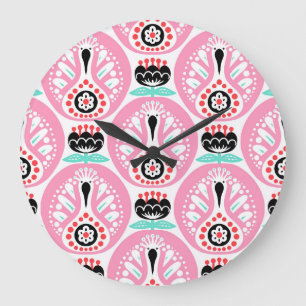 Relógio Grande Arte Folclórica Escandinávia: Sem Costura Nórdica.