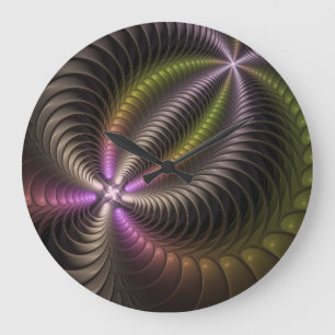 Relógio Grande Arte Fractal 3D Colorida abstrato brilhante