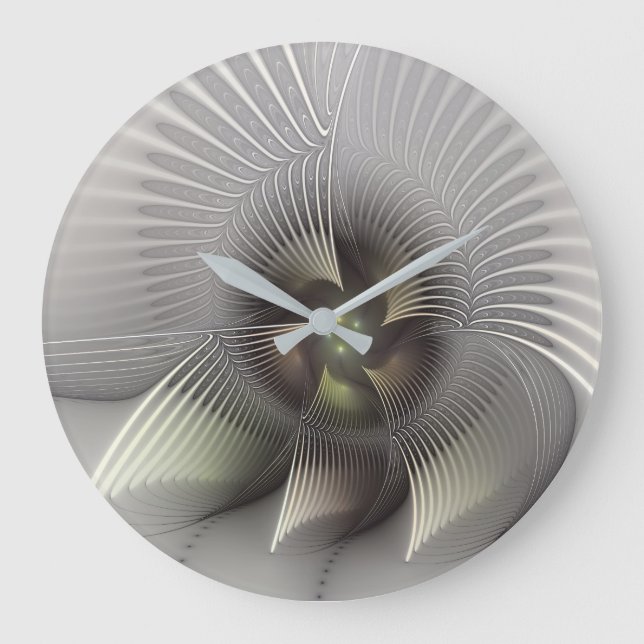 Relógio Grande Arte Fractal de Forma 3D Abstrata Moderna (Frente)