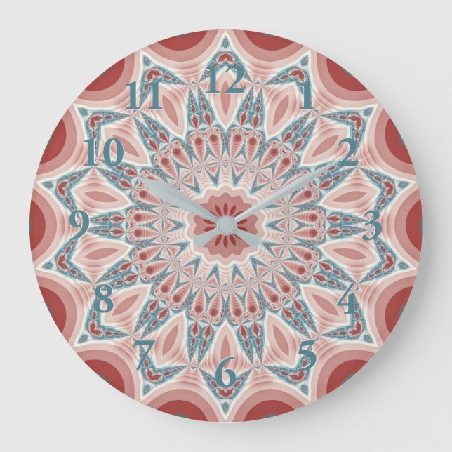 Relógio Grande Arte Fractal do Caleidoscópio Moderno em greve (Frente)