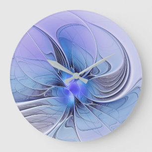 Relógio Grande Arte fractal moderna abstrata azul lavanda