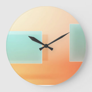 Relógio Grande Arte Geométrica Abstrata Minimalista de Pêssego e 