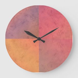 Relógio Grande Arte Geométrica em Aquarela Vermelho Rosa Laranja