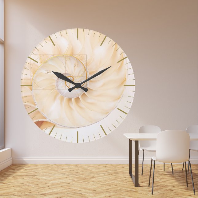 Relógio Grande Arte Geométrica Sagrada da Ração de Ouros Fibonacc (Criador carregado)