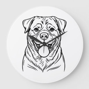 Relógio Grande Arte linear de cão Rottweiler � arte minimalista l