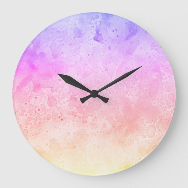 Relógio Grande Arte Líquida de Aquarela abstrato (Frente)