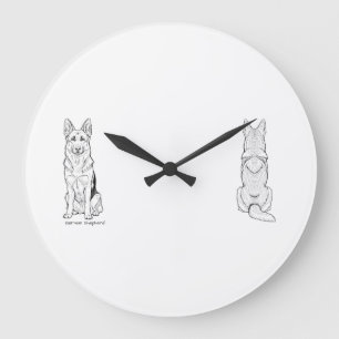 Relógio Grande Arte minimalista de linha do cão pastor alemão
