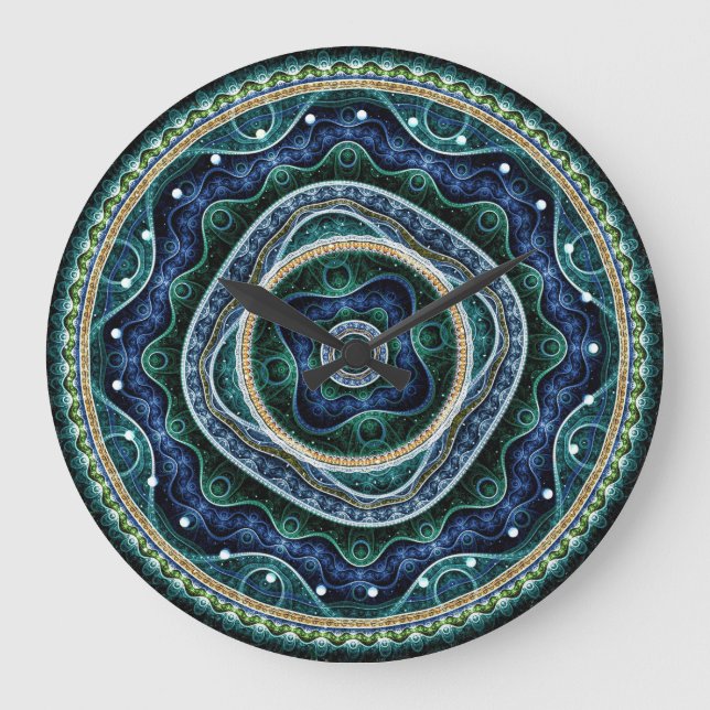 Relógio Grande Arte Mística do Grande Real Julian Fractal Mandala (Frente)