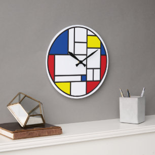 Relógio Grande Arte Moderna De Stijl Geométrica Minimalista Mondr