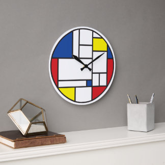 Relógio Grande Arte Moderna De Stijl Geométrica Minimalista Mondr