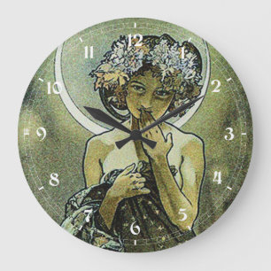Relógio Grande Arte Novo Vintage A Lua por Mucha