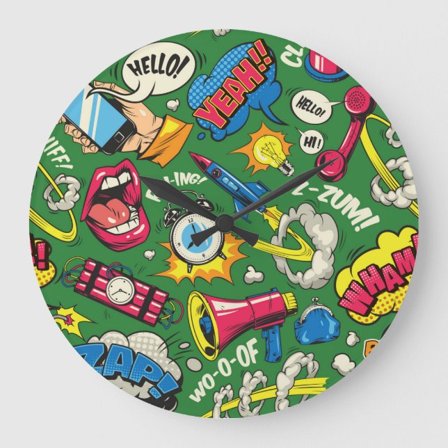 Relógio Grande Arte Pop Urbana Vibrante (Frente)