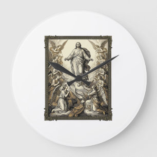 Relógio Grande Arte Vetorial de Gravura de Anjo da Ascensão Vinta
