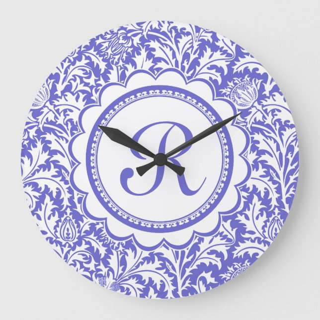 Relógio Grande Artes roxas e Artesanatos William Morris Floral (Frente)