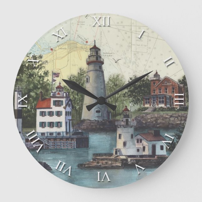 Relógio Grande Artist Series Clock - The Guiding Lights of Ohio (Frente)