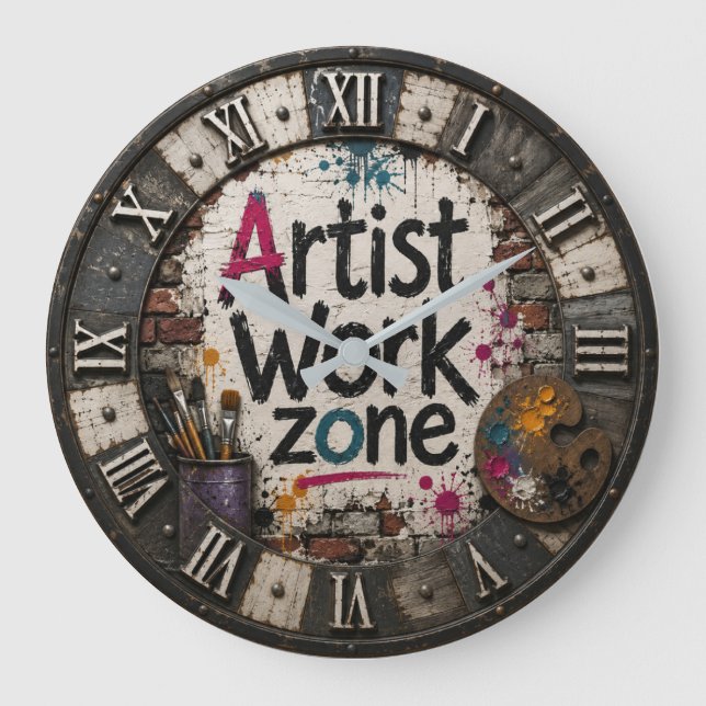 Relógio Grande Artist Work Zone Creative Studio Gift for Artists (Frente)