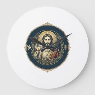 Relógio Grande Artista Digital Jesus Camiseta de Arte para iPad I