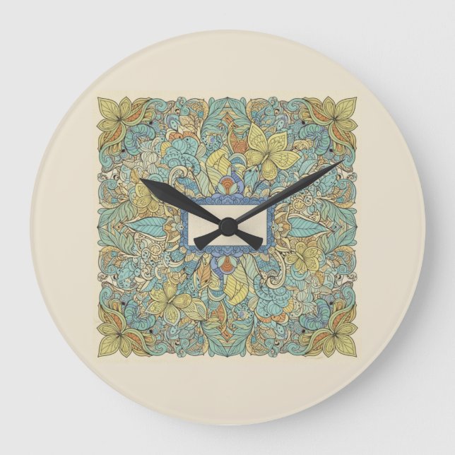 Relógio Grande Artistic Zentangle Mandala Wall Clock (Frente)