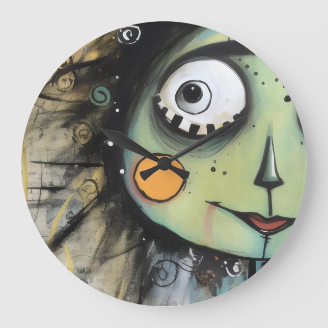 Relógio Grande ArtLady 13 Encantada e angustiada (Frente)