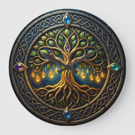Relógio Grande Árvore Celestial de Luz Árvore Celta de Ouro da Vi
