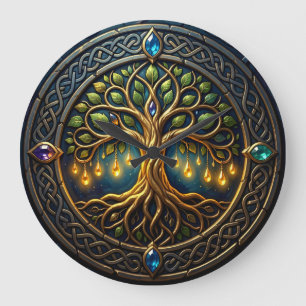 Relógio Grande Árvore Celestial de Luz Árvore Celta de Ouro da Vi