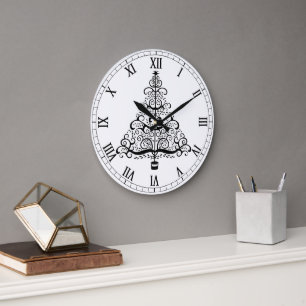 Relógio Grande Árvore de Natal Vintage Decorativa Rolo Vitoriano