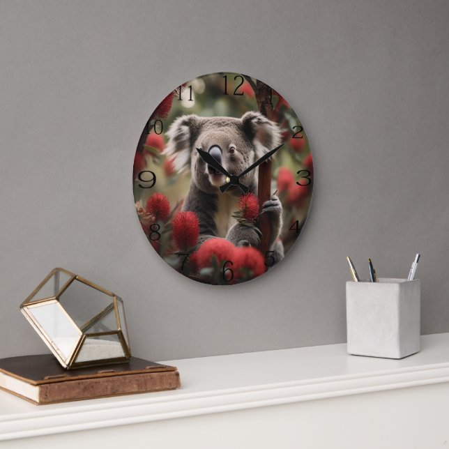 Relógio Grande Árvore Red Banksia Com Urso Koala, (Escritório)