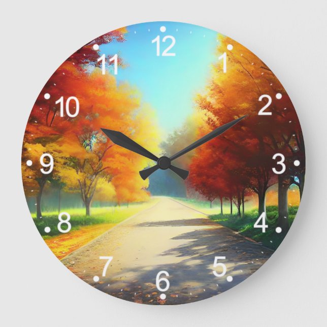 Relógio Grande Árvores do outono na Floresta (Frente)