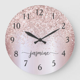 Relógio Grande Assinatura do Nome Monograma com Brilho em Dourado