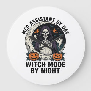 Relógio Grande Assistente Médico Bruxas de Halloween Gravura Vint