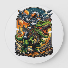 Relógio Grande Astronauta Montando um T-Rex – Dinosaur Espacial É