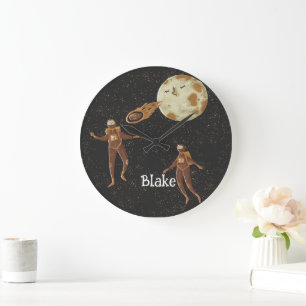 Relógio Grande Astronauta Theme Nursery Decor para Meninos
