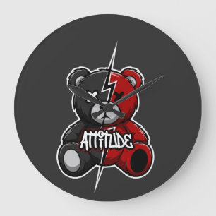 Relógio Grande Atitude Urso Dividido   Tédio X-Olhos Grafite