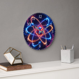 Relógio Grande Atom Wall Clock — Science-Inspired Design