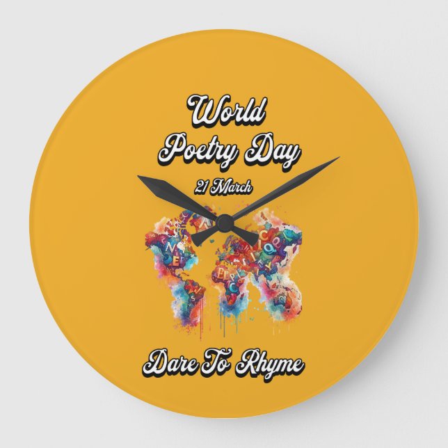 Relógio Grande Atrevo-me a Rhyme. Dia Mundial da Poesia. (Frente)