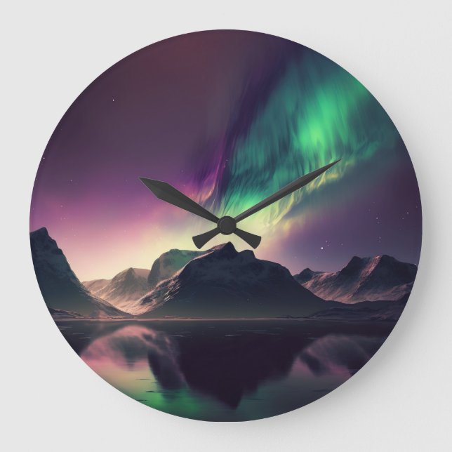 Relógio Grande Aurora Lights Night Sky (Frente)