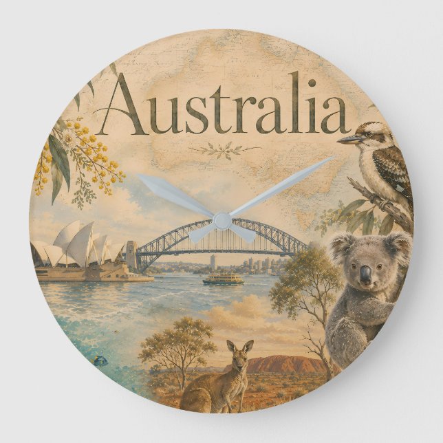 Relógio Grande Austrália para os amantes da Austrália (Frente)