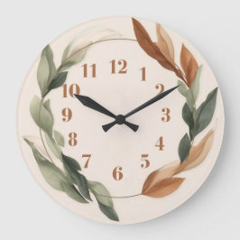 Relógio Grande Autumn Botanical Wall Clock with Earthy Leaves