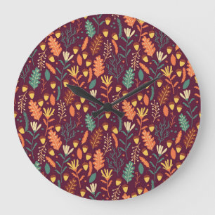 Relógio Grande Autumn Red Vintage Motif