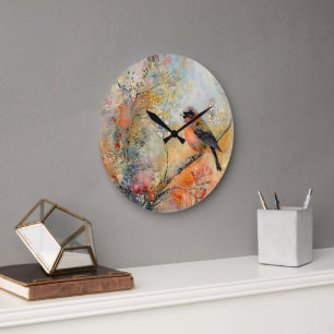 Relógio Grande Autumn Robin Wall Clock