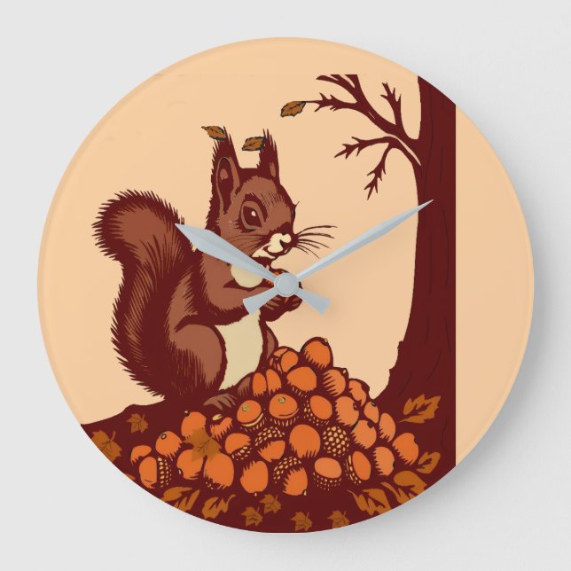 Relógio Grande 🐿️ Autumn Squirrel Round Acrylic Clock (Frente)