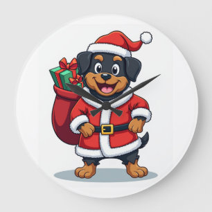 Relógio Grande Auxiliar do Papai Noel Rottweiler