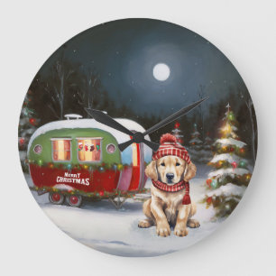 Relógio Grande Aventura de Natal da Caravana do Retriever Dourado